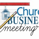 Church Business Meeting poster, inviting the congregation for a meeting after service
