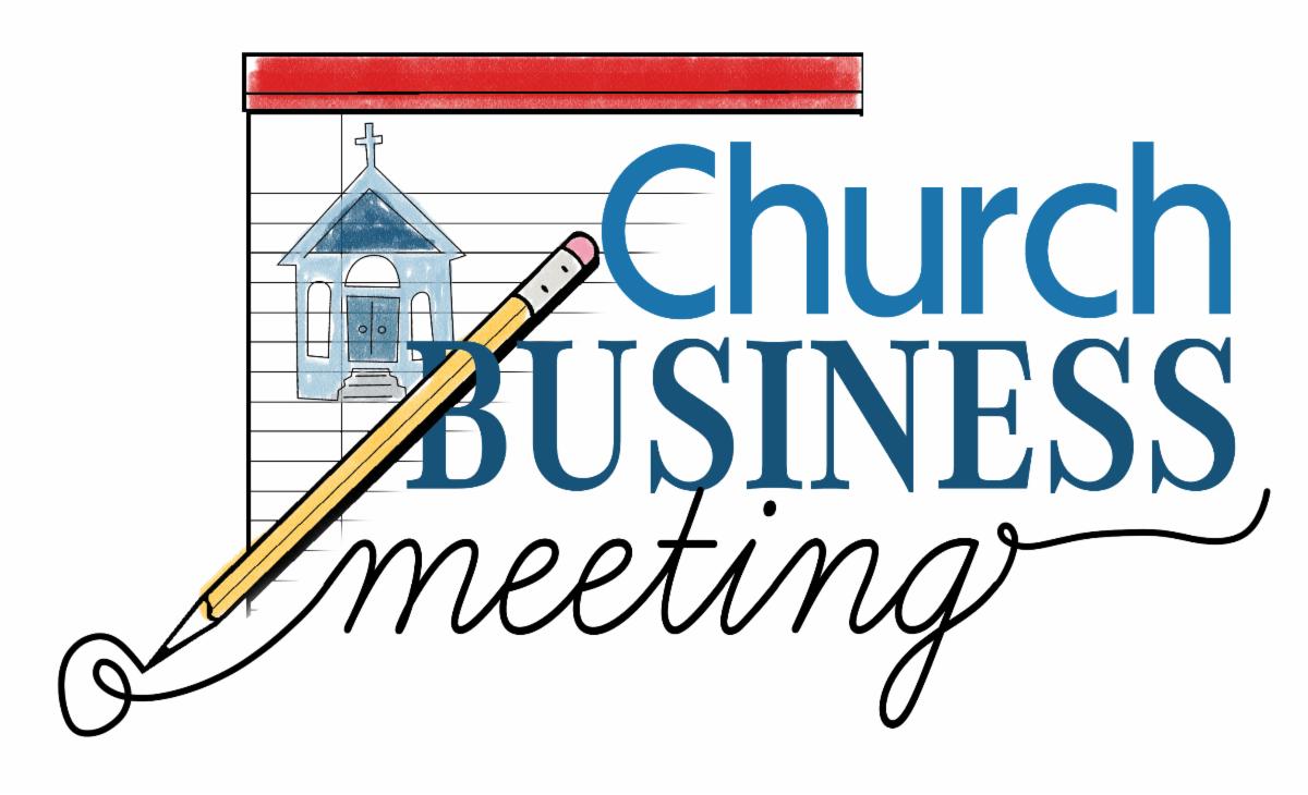 Church Business Meeting poster, inviting the congregation for a meeting after service